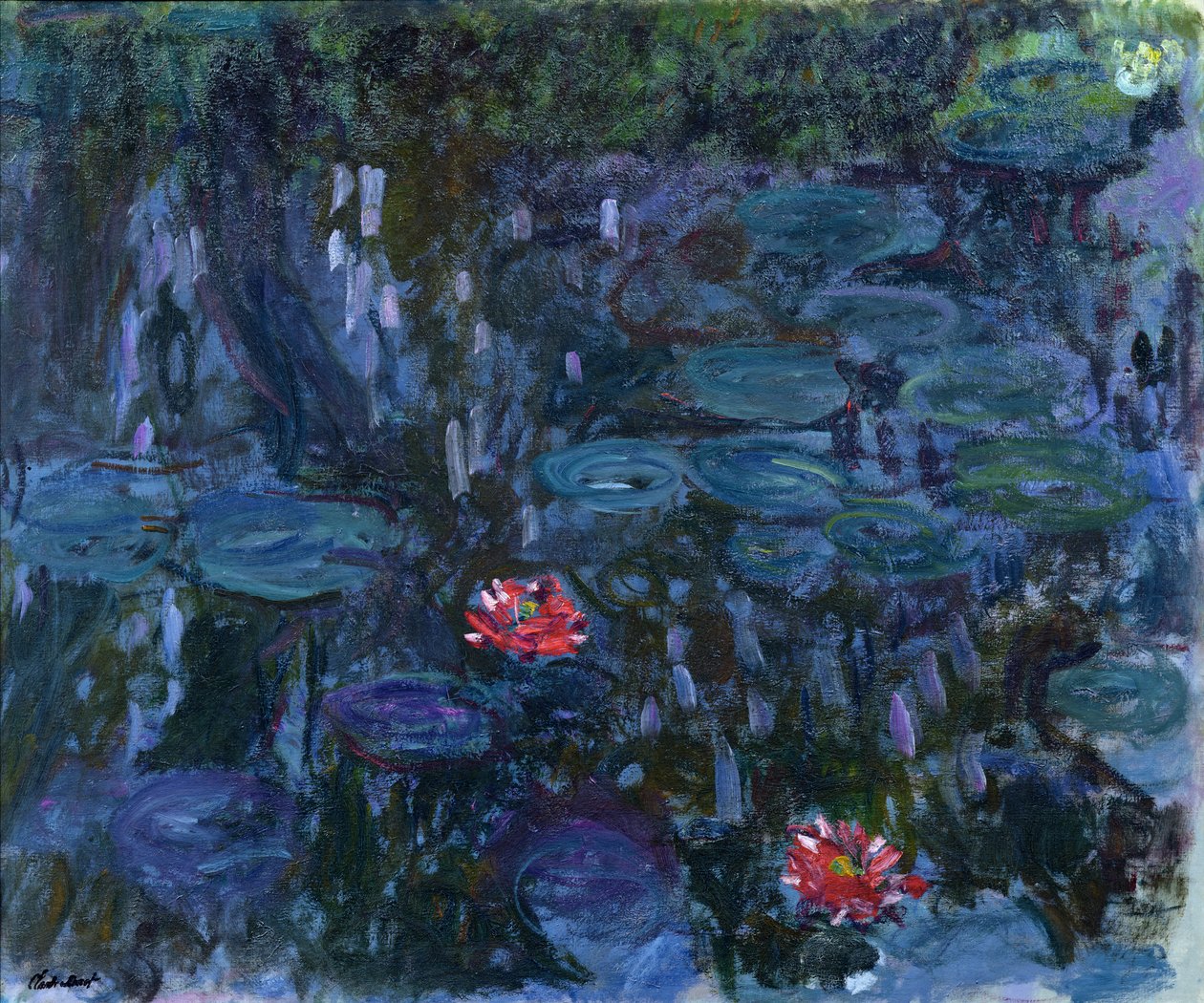 Lilie wodne z odbiciami wierzby, 1916-19 autorstwa Claude Monet