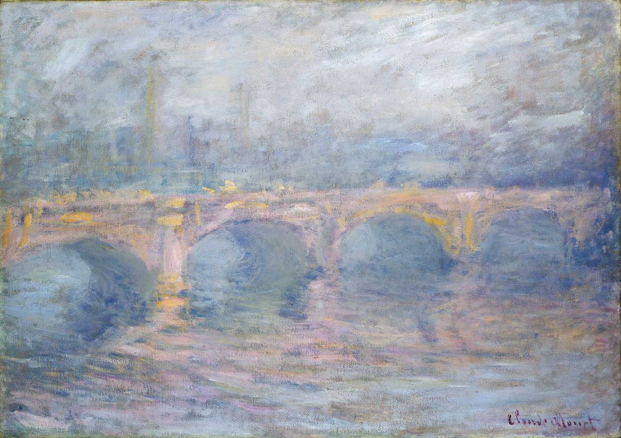 Most Waterloo, Londyn, o zachodzie słońca, 1904 autorstwa Claude Monet