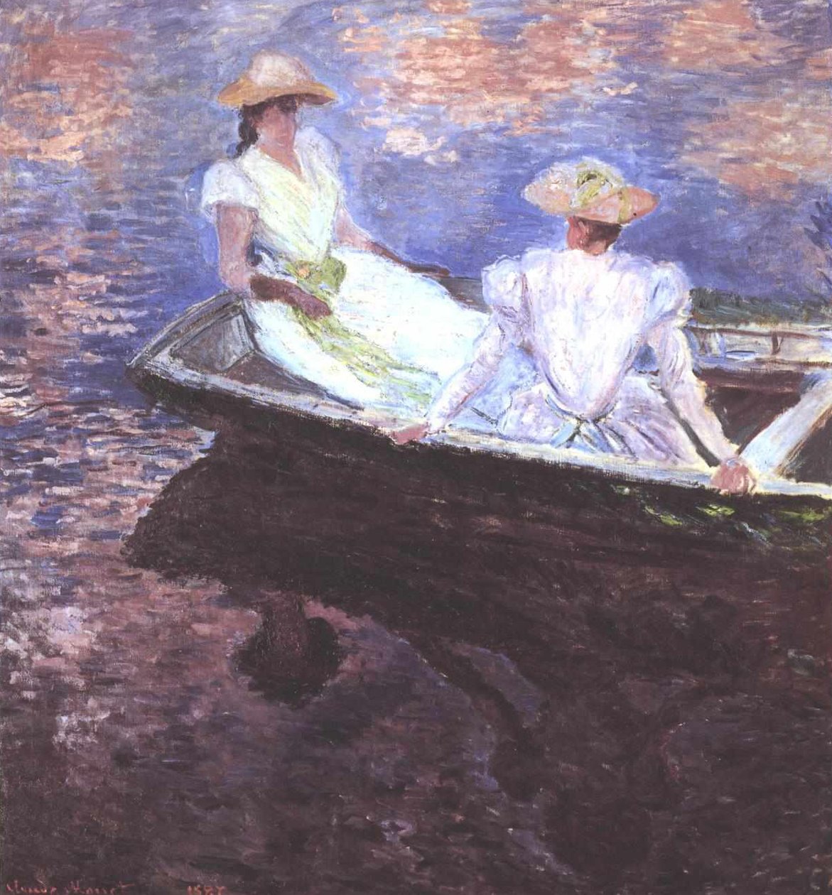 Dwie dziewczyny w łodzi autorstwa Claude Monet