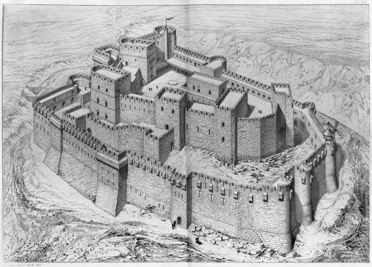 Krak des Chevaliers, rekonstrukcja autorstwa Claude Sauvageot