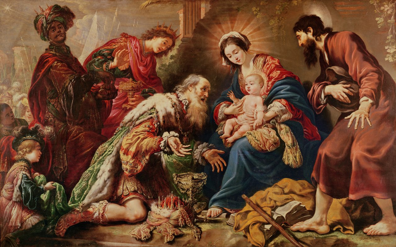 Adoracja Trzech Króli, 1624 autorstwa Claude Vignon