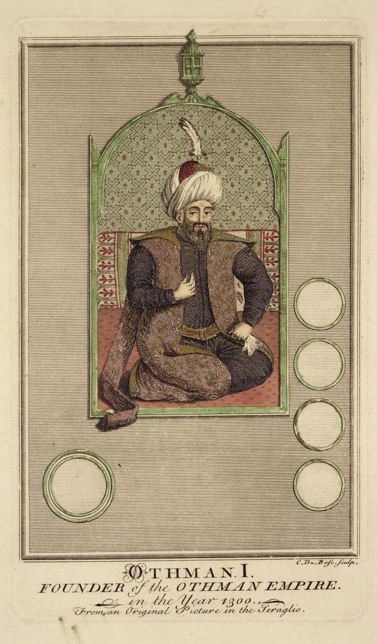 Osman I (1259-1326) założyciel Imperium Osmańskiego w 1300 roku, z oryginalnego obrazu w seraju autorstwa Claude du Bose