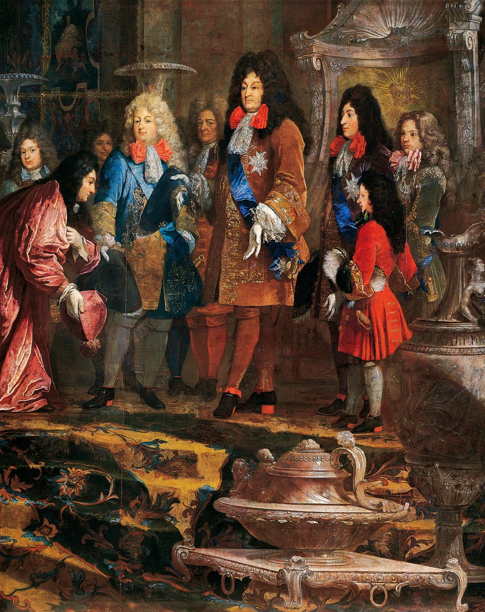 Ludwik XIV otrzymujący zgłoszenie, Doża Genui w maju 1685, fragment obrazu Claude-Guy Halle (1652-1736), Francja autorstwa Claude Guy Halle
