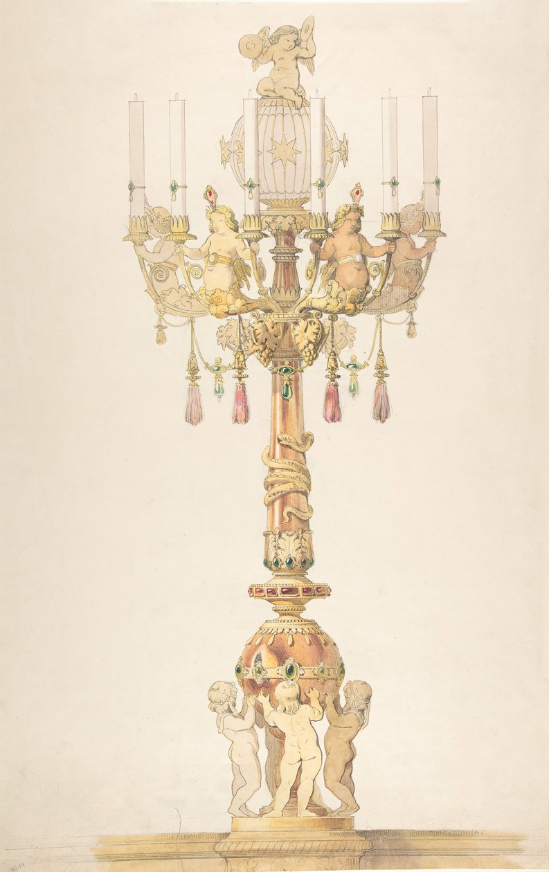 Projekt świecznika, 1810-38. autorstwa Claude Aimé Chenavard