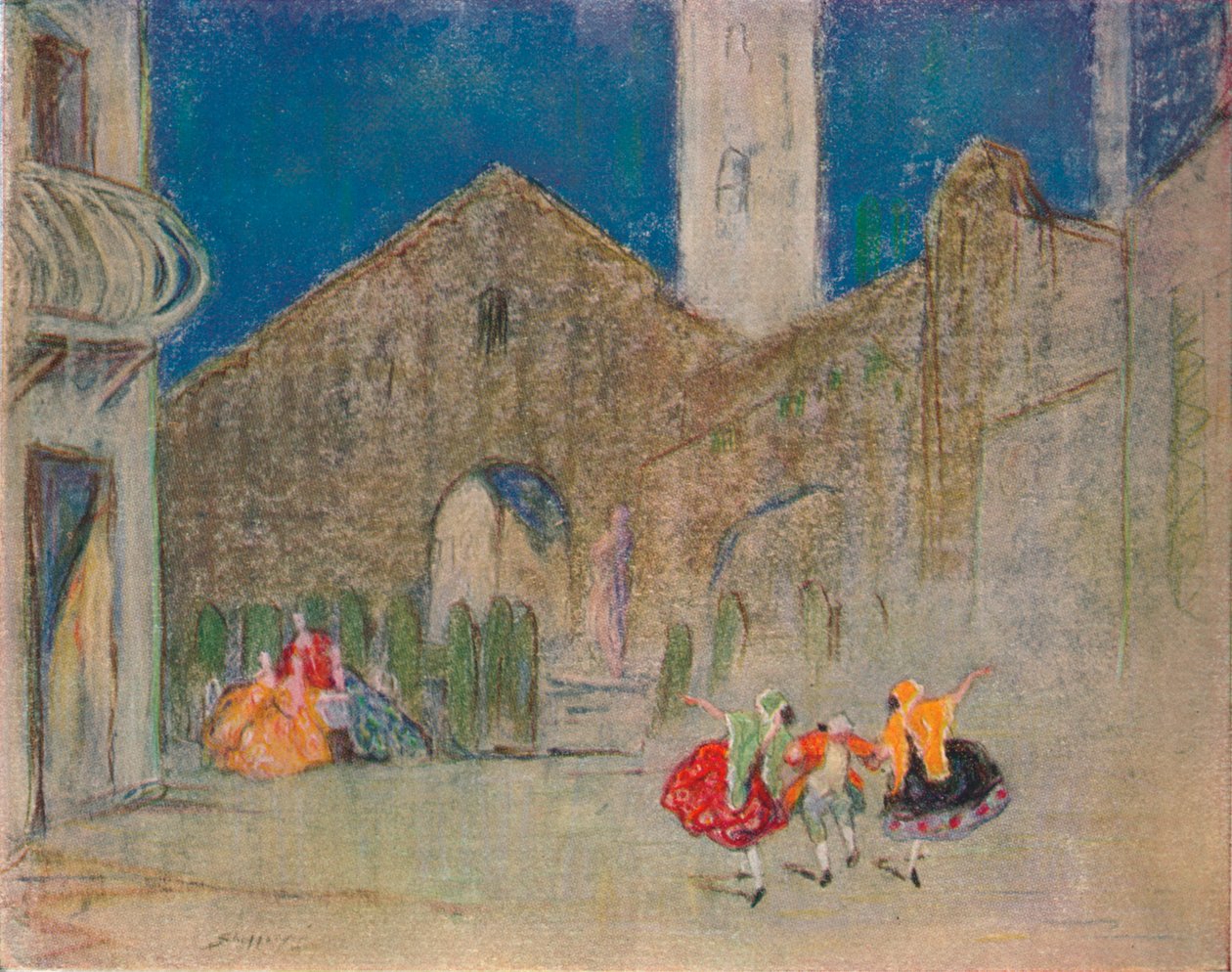 Scena z baletu rosyjskiego: Pogodne damy, ok. 1900 autorstwa Claude Allin Shepperson