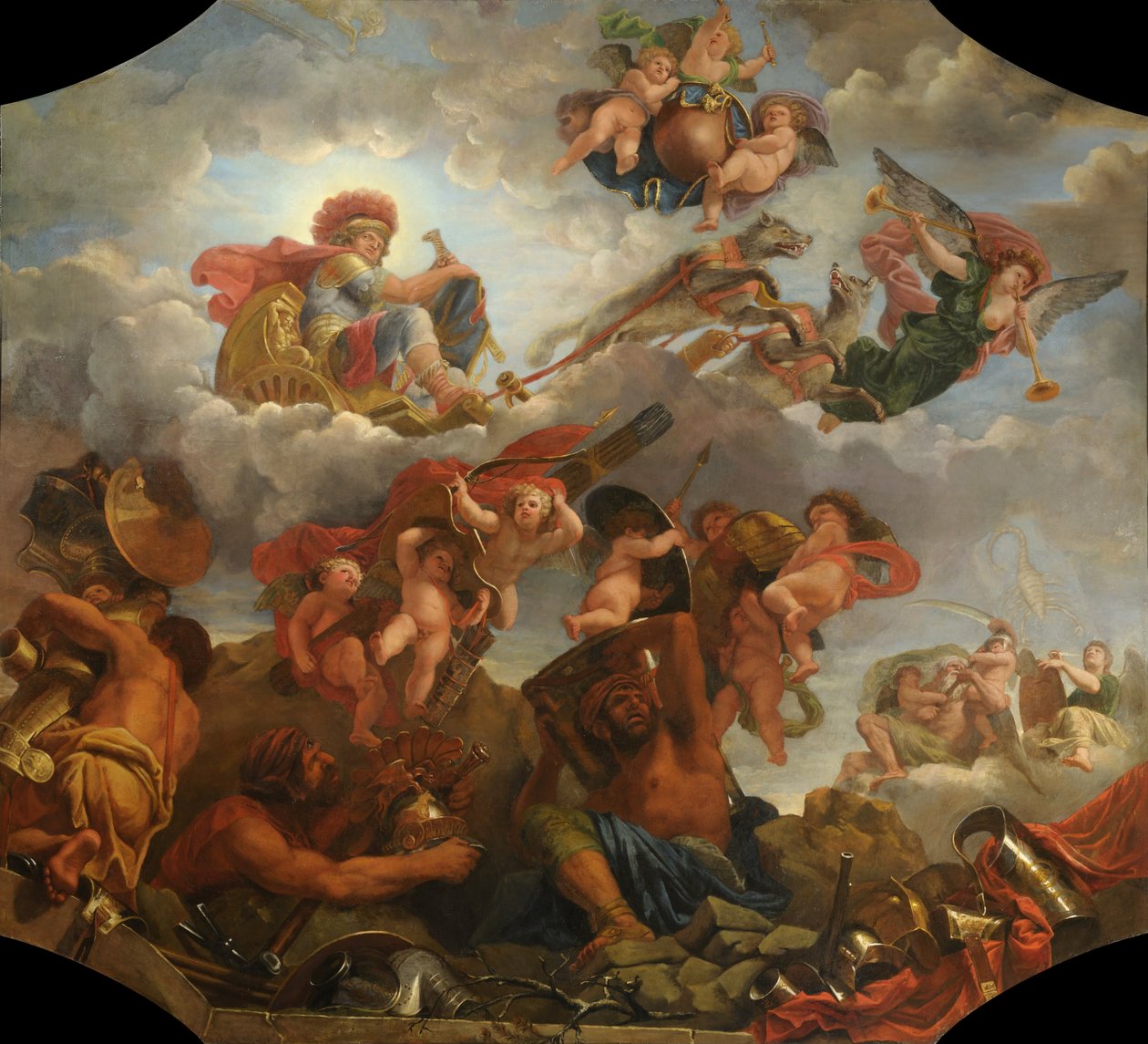 Mars w swoim rydwanie ciągniętym przez wilki autorstwa Claude Audran the Younger