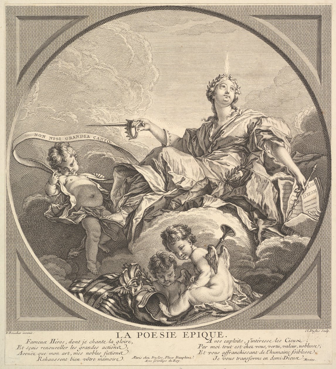 Poezja epicka, ca. 1741. autorstwa Claude Augustin Duflos