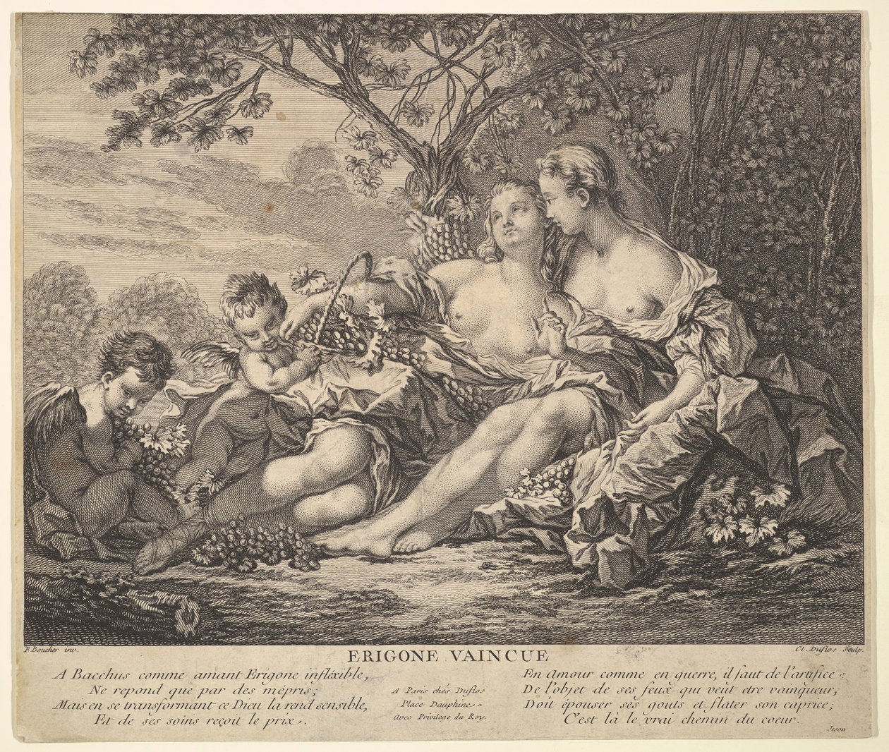 Erigone zwyciężona 1745. autorstwa Claude Augustin Duflos