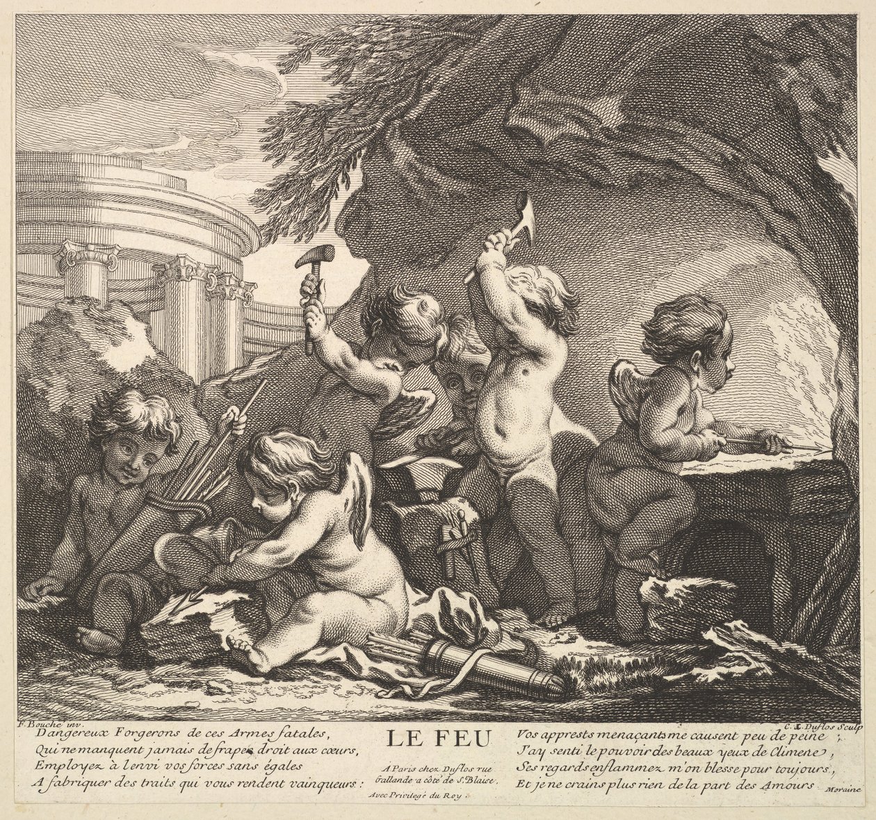 Ogień, XVIII wiek. autorstwa Claude Augustin Duflos