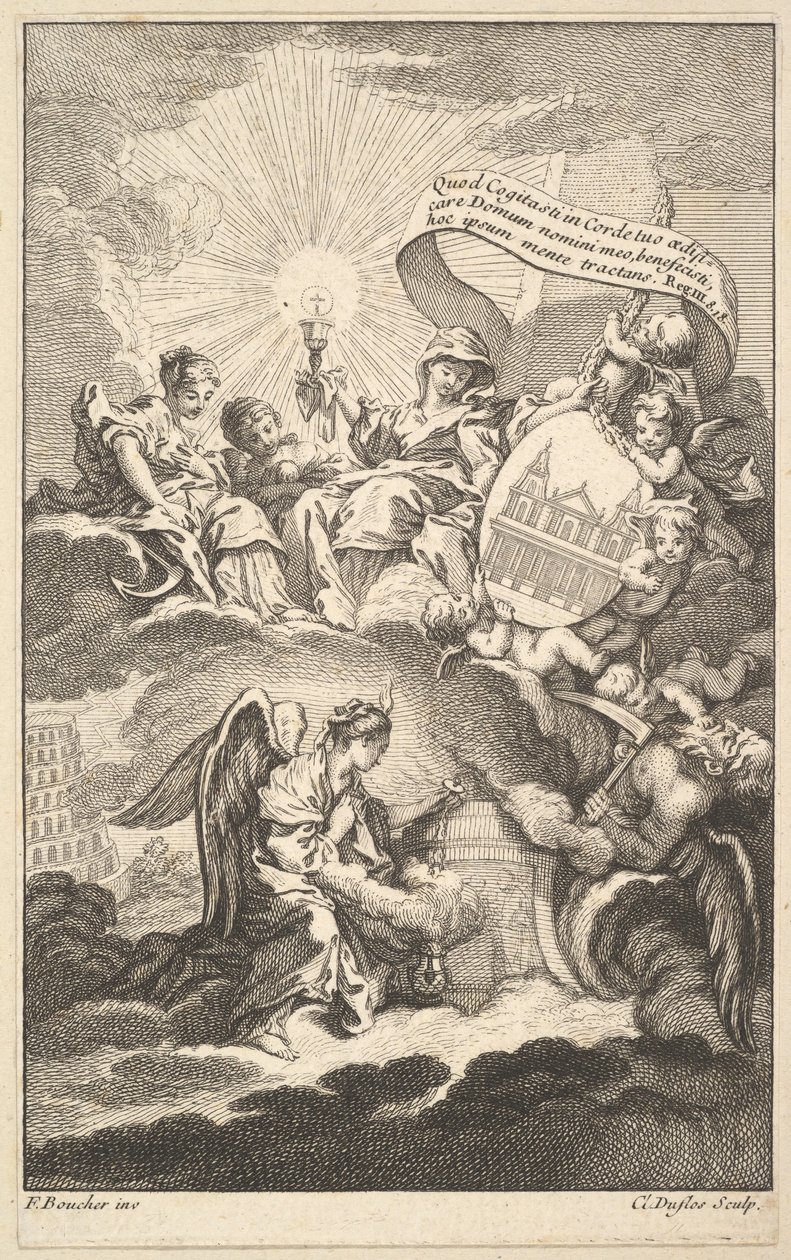Frontyspis, z Gmachu św. Sulpicjusza Alexisa Pirona, ca. 1744. autorstwa Claude Augustin Duflos
