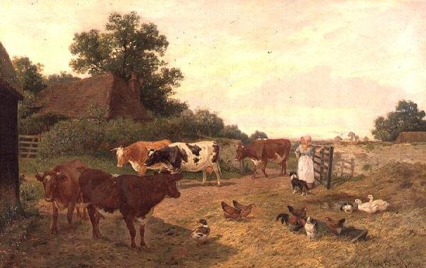 Scena farmy w Kenii, czas dojenia autorstwa Claude Clark
