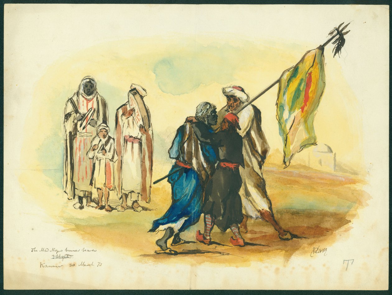 „The Mad Black chorąży”, Kaumur, 1873 (wc i ołówek na papierze) autorstwa Claude Conder