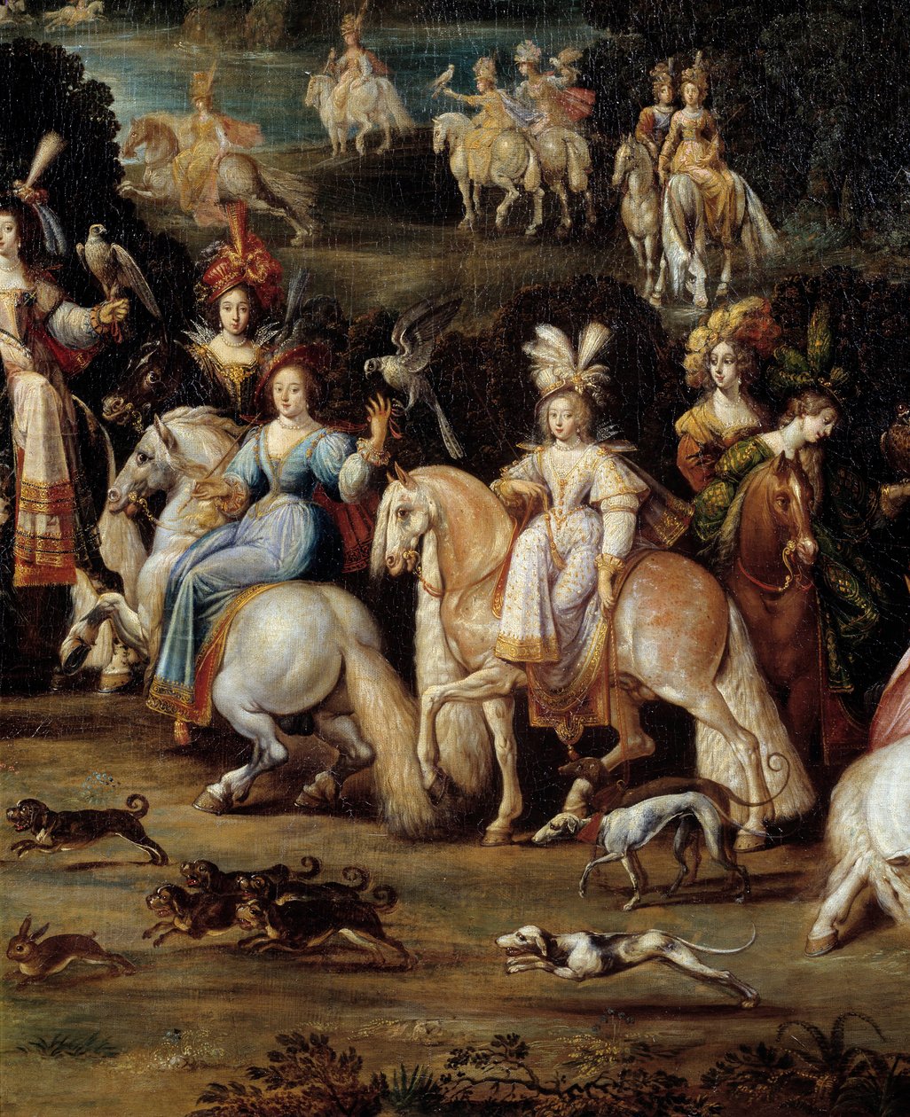 Ecuyeres polujący na sokoła Fragment obrazu Claude