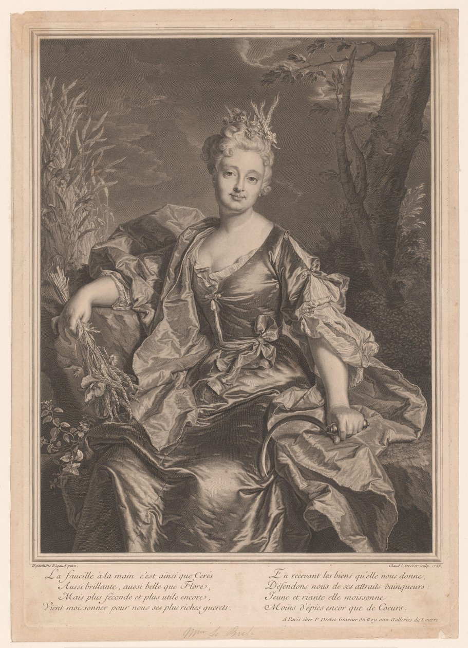 Portret Marguerite Henriette de La Briffe Le Bret jako Ceres autorstwa Claude Drevet