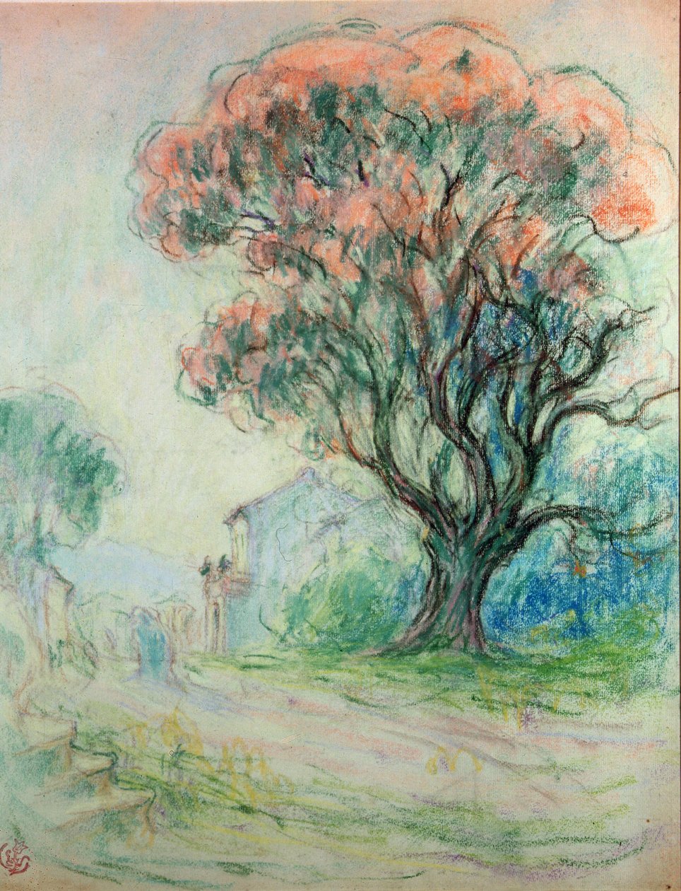 Różowe drzewo (pastel na papierze) autorstwa Claude Emile Schuffenecker