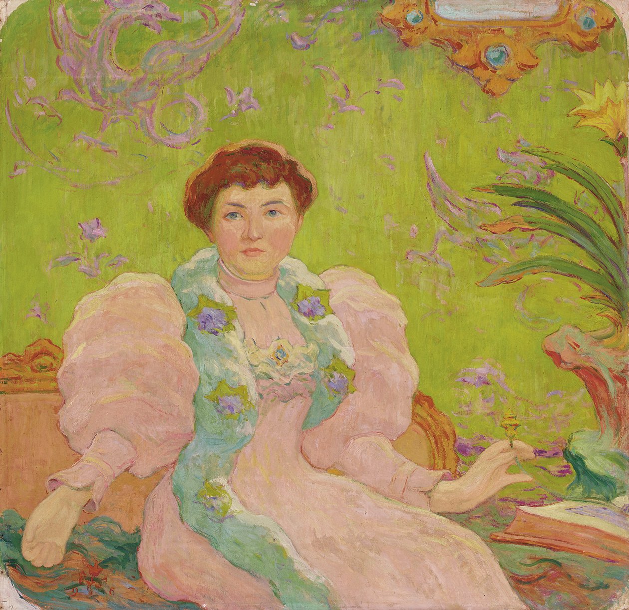 Młoda Kobieta w Różowej Sukni; Jeune femme a la robe rose, ok. 1893 (olej na płótnie) autorstwa Claude Emile Schuffenecker