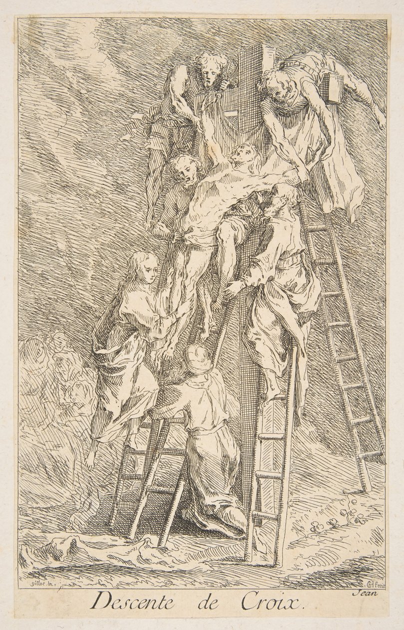 Zejście z Krzyża. Twórcy: Claude Gillot, Jacques Gabriel Huquier. autorstwa Claude Gillot, Jacques Gabriel Huquier