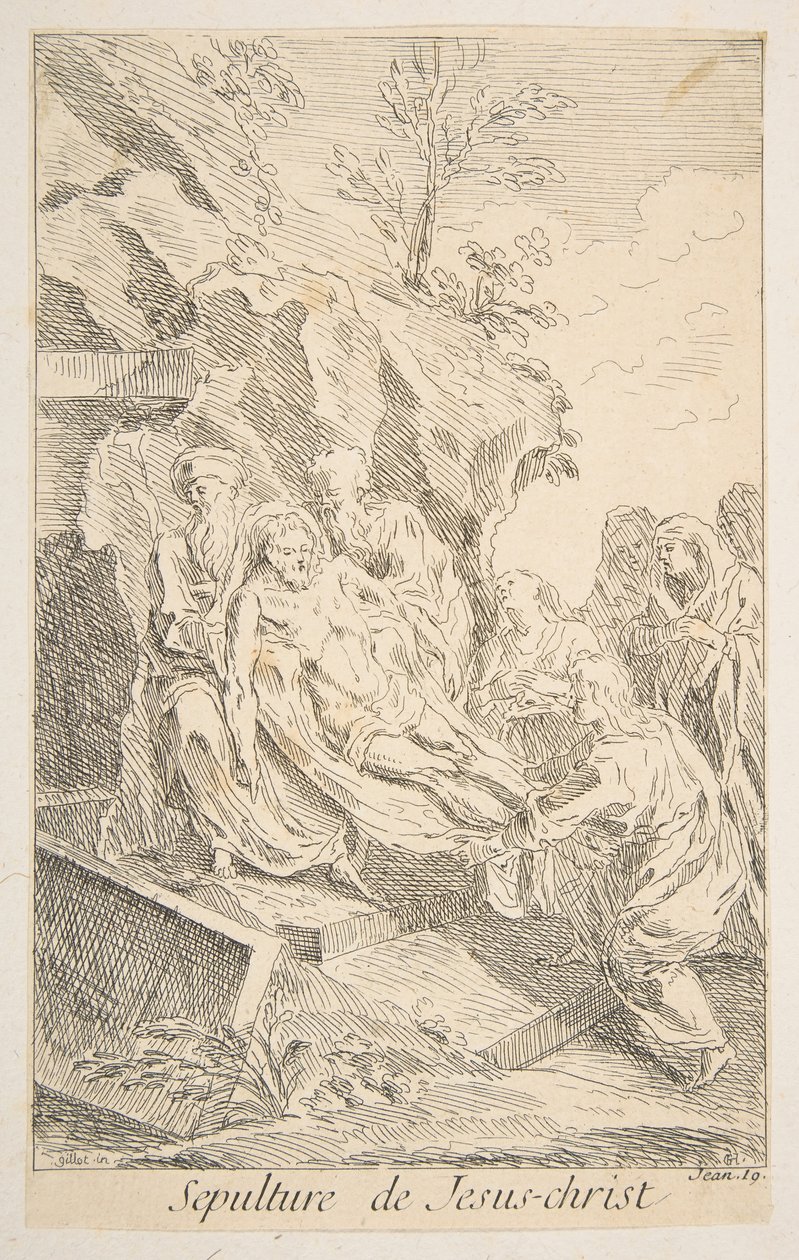 Złożenie do grobu Chrystusa. Twórcy: Claude Gillot, Jacques Gabriel Huquier. autorstwa Claude Gillot, Jacques Gabriel Huquier