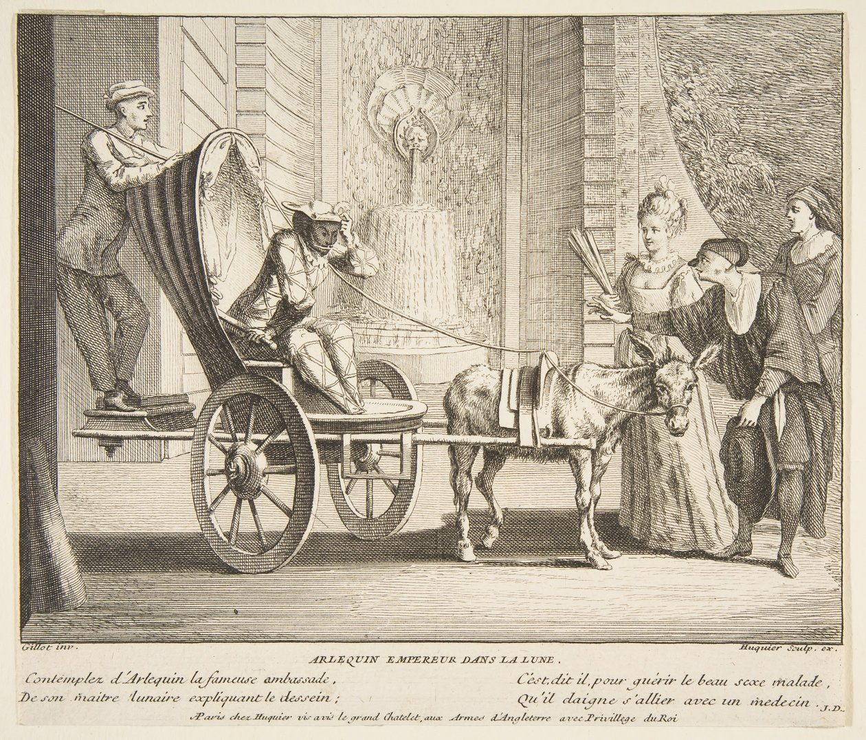 Arlekin, Cesarz na Księżycu.n.d. Twórcy: Claude Gillot, Jacques Gabriel Huquier. autorstwa Claude Gillot, Jacques Gabriel Huquier