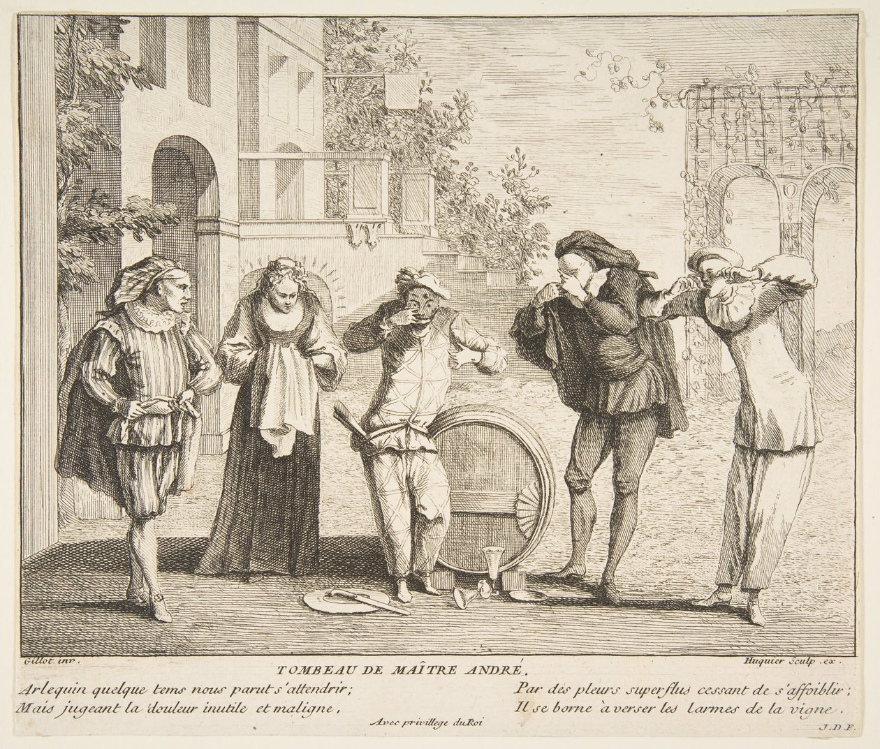 Śmierć Maitre Andre.n.d. Twórcy: Claude Gillot, Jacques Gabriel Huquier. autorstwa Claude Gillot, Jacques Gabriel Huquier
