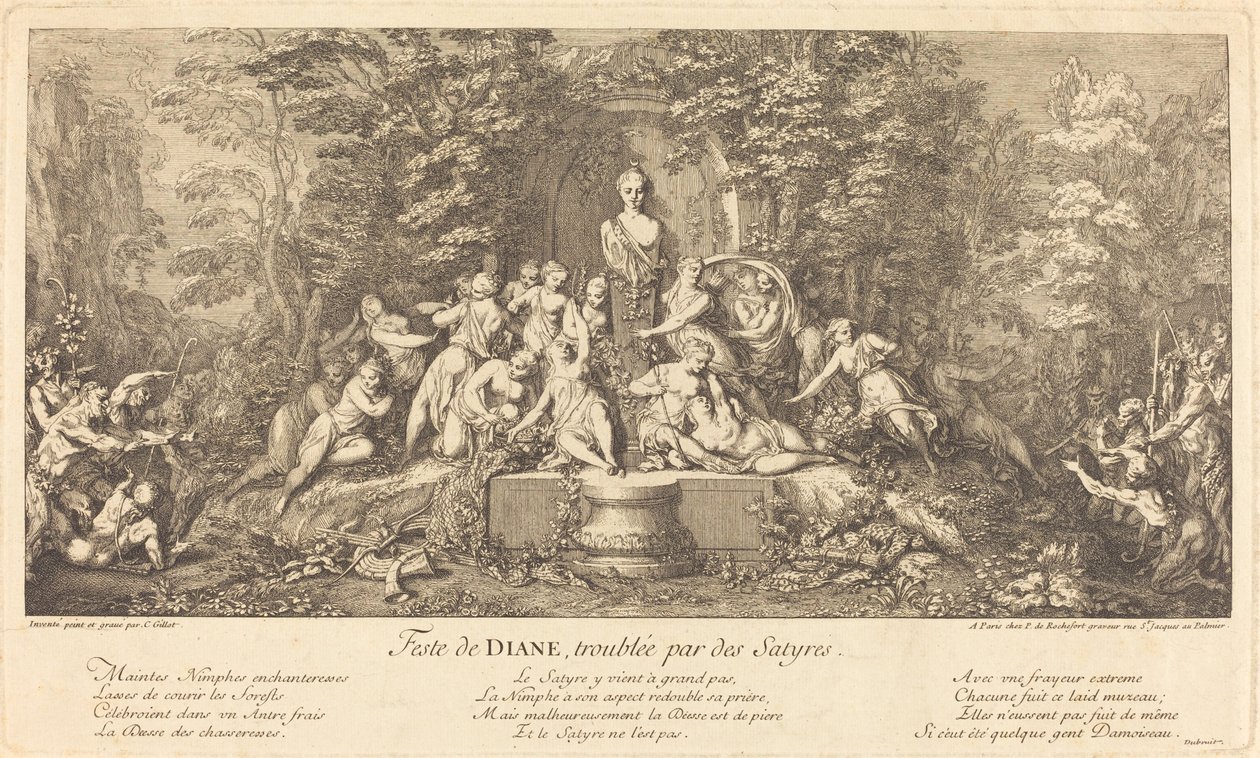 Feste de Diane, Troublee par des Satyres (Święto Diany przerwane przez Satyrów) autorstwa Claude Gillot