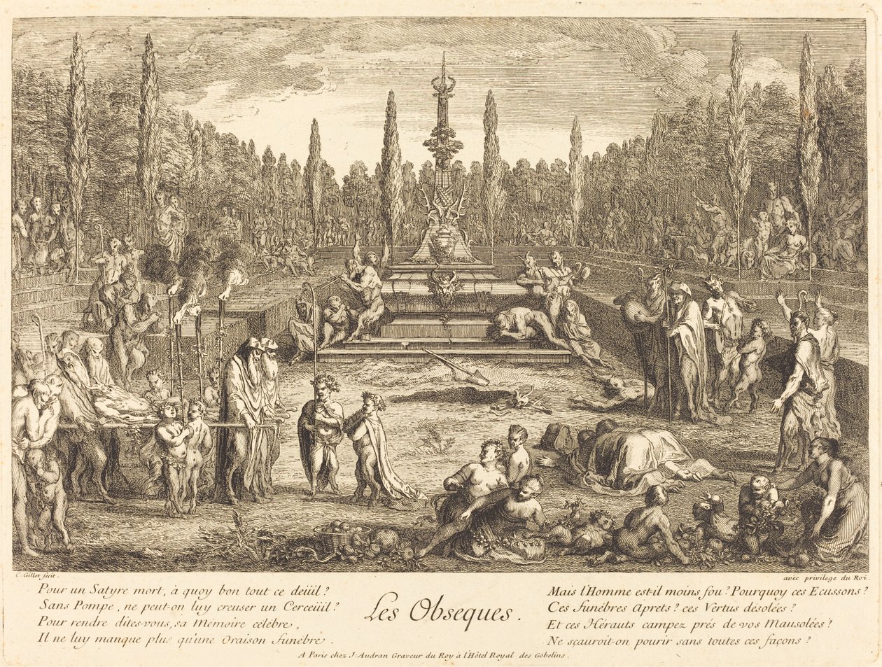 Les Obseques (Obrzędy pogrzebowe) autorstwa Claude Gillot