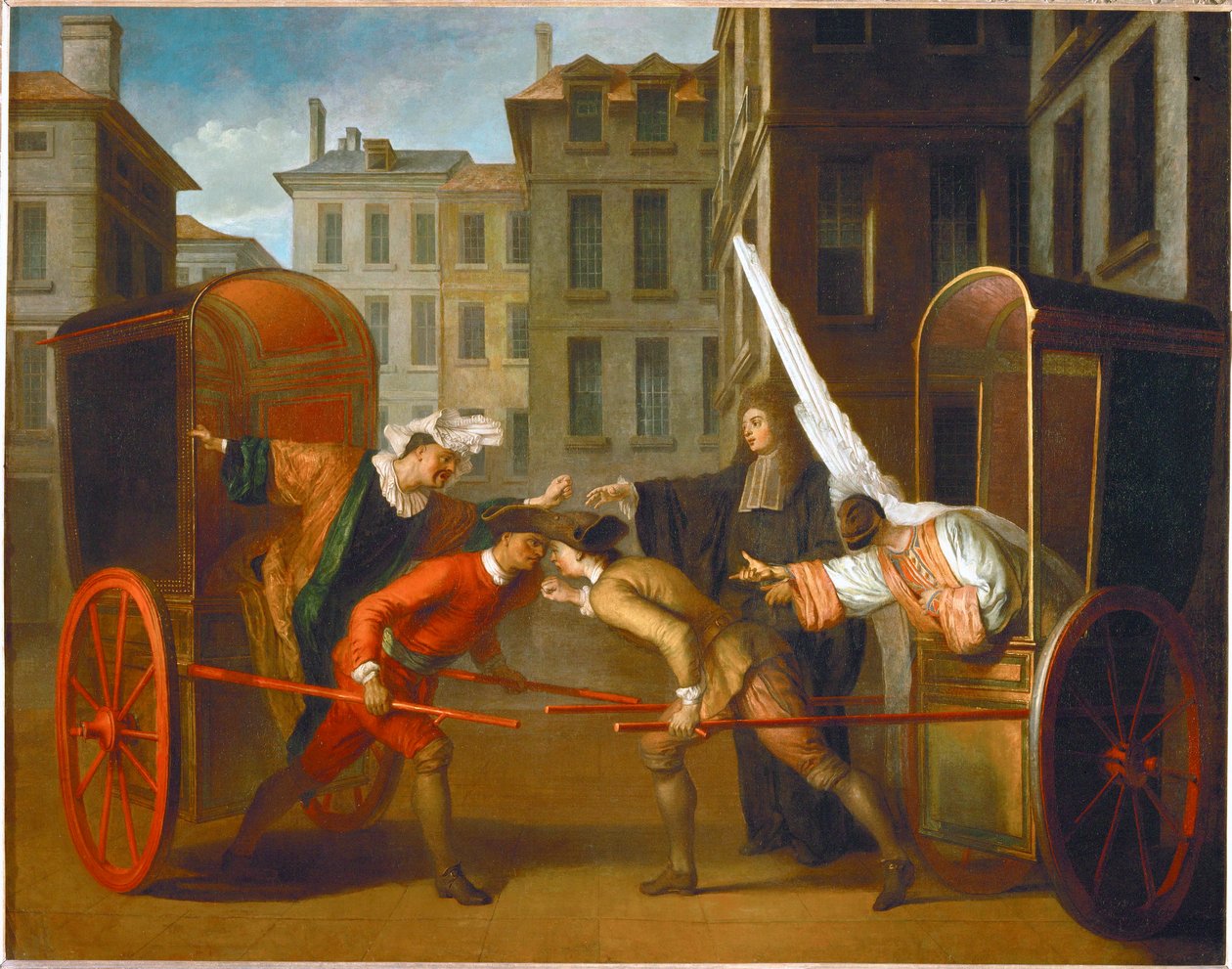 Dwa autokary. Scaramouche i Harlequin ... autorstwa Claude Gillot