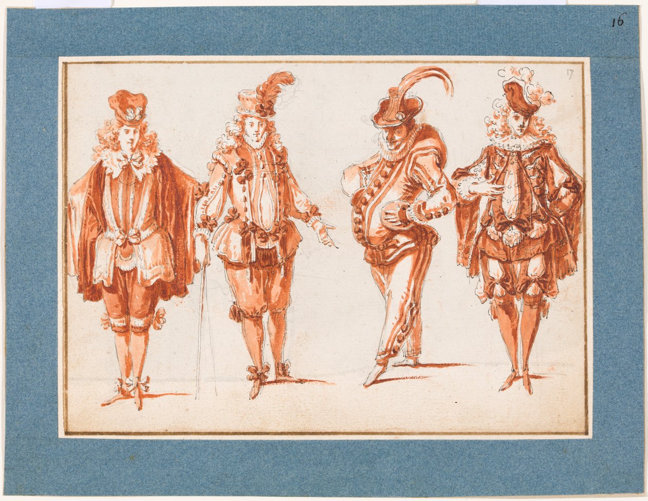 Vier Kostümfiguren autorstwa Claude Gillot