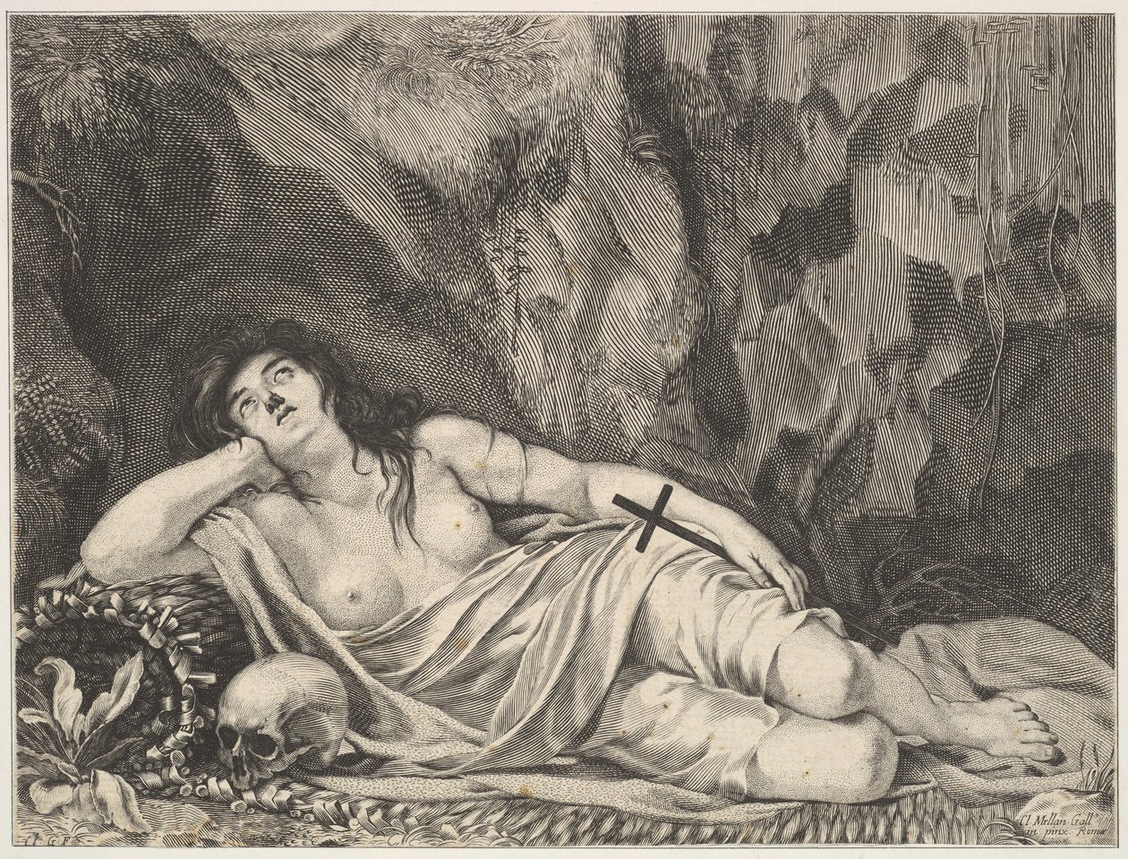 Św. Maria Magdalena leżąca w grocie. autorstwa Claude Goyrand