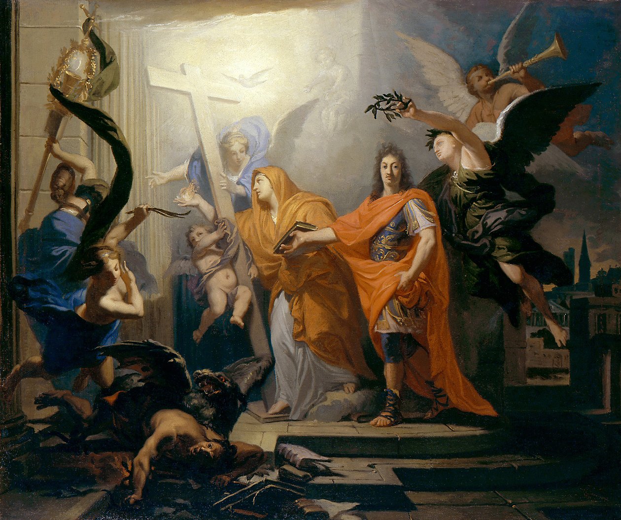 Przywrócenie religii katolickiej w Strasburgu, ca. 1681. autorstwa Claude Guy Halle