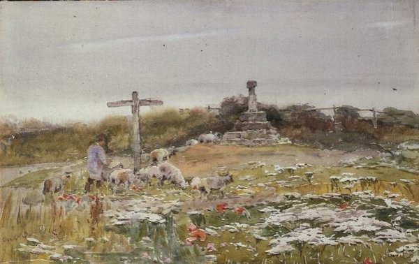 Na rozdrożu (akwarela na papierze) autorstwa Claude Hayes