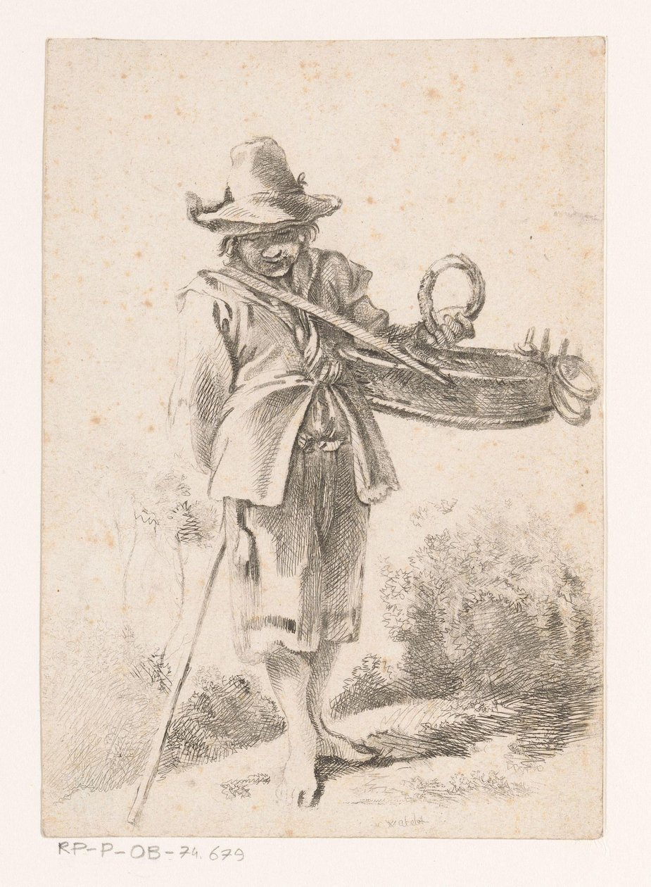 Młody sprzedawca piekarni w krajobrazie autorstwa Claude Henri Watelet