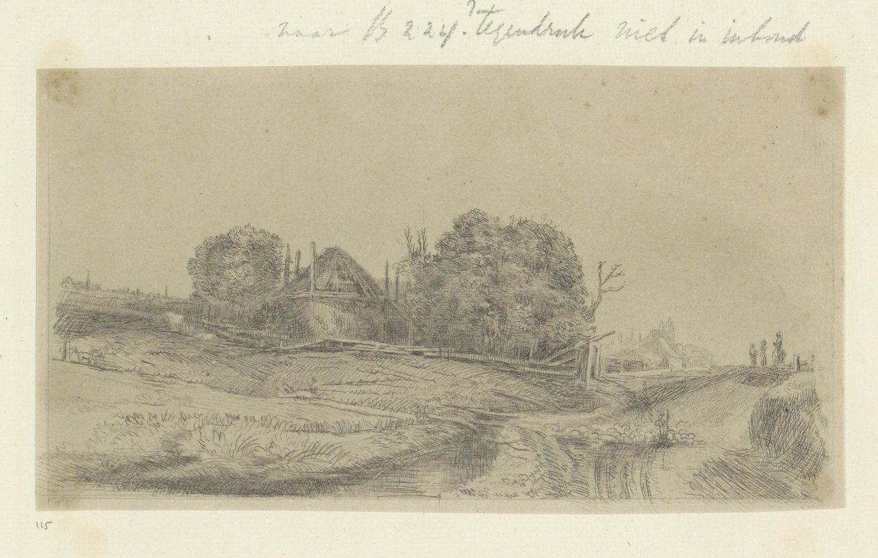 Krajobraz ze stogiem siana i stadem owiec Recueil de quatre-vingt-cinq estampes originales (tytuł serii) autorstwa Claude Henri Watelet