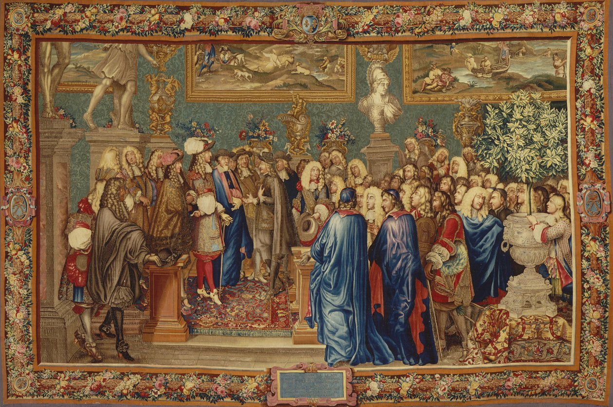 Audiencja udzielona przez Ludwika XIV hrabiemu Fuentes… w Luwrze, 24 marca 1662, ok. 1730. autorstwa Claude I, Ballin
