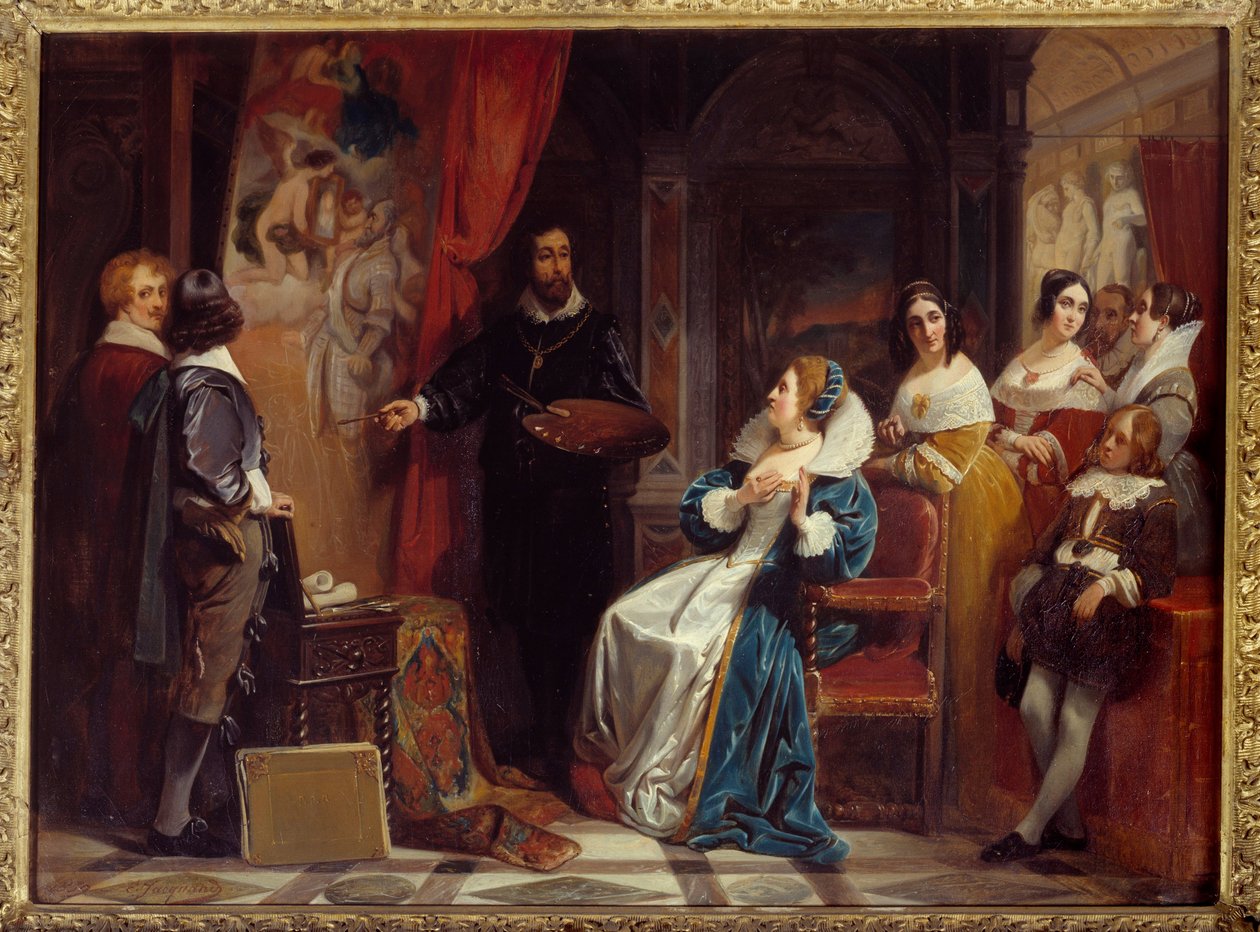 Królowa Francji Maria de Medicis (1573-1642) odwiedzająca warsztat malarza Pierre