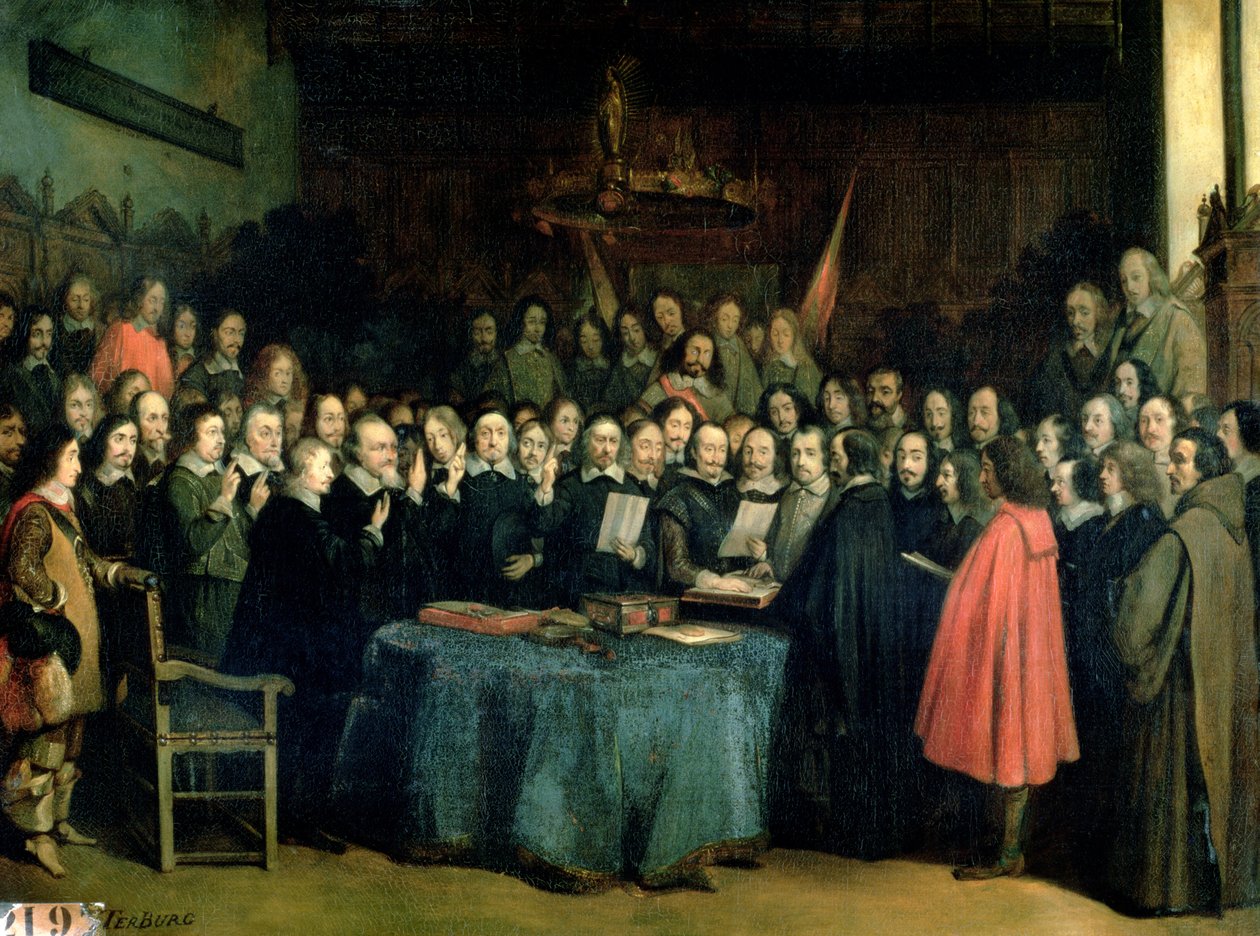 Przysięga przysięgi ratyfikacji traktatu z Munster, 15 maja 1648, c.1837 autorstwa Claude Jacquand