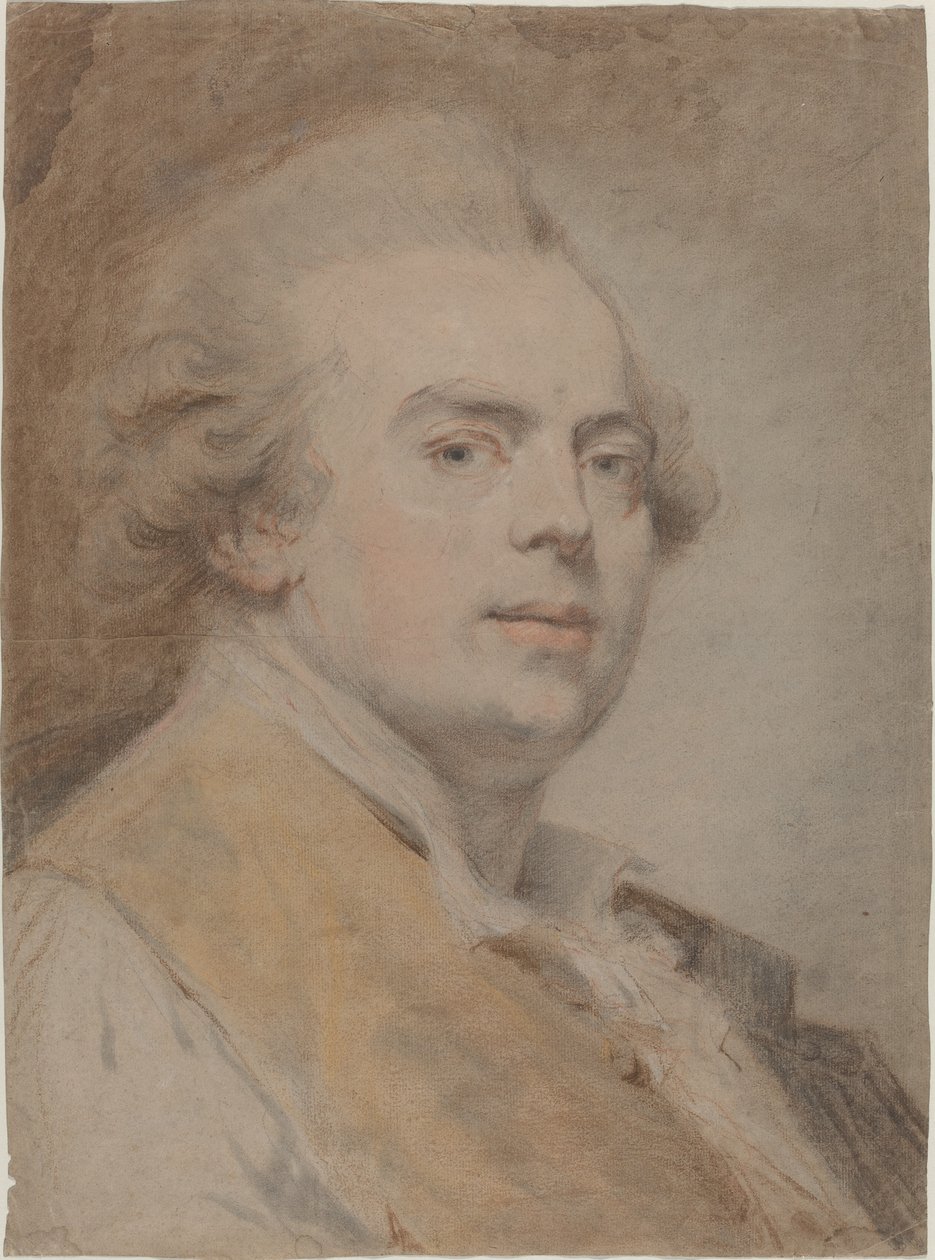Autoportret, ok. 1780 (czerwona i czarna kreda i pastel na papierze) autorstwa Claude Jean Baptiste Hoin