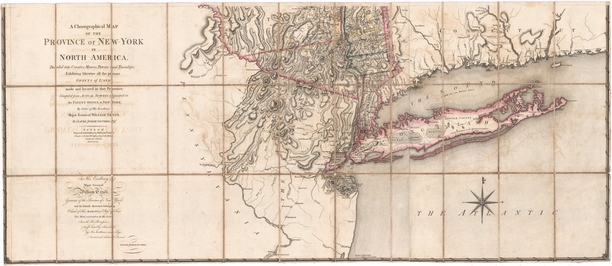 Sauthierin korografinen kartta New Yorkin maakunnasta [kartan alaosa]puola autorstwa Claude Joseph Sauthier