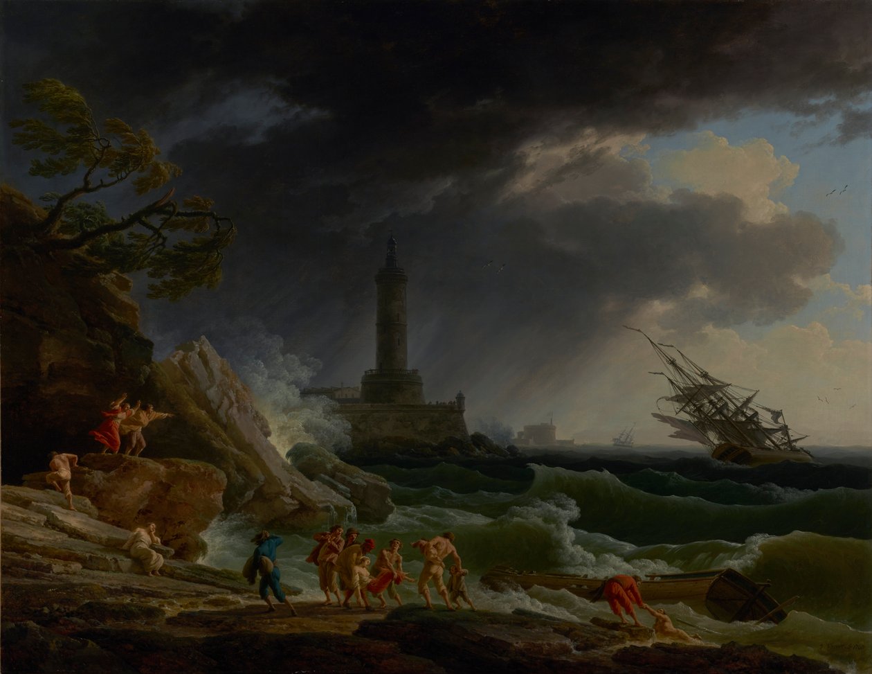 Burza na wybrzeżu Morza Śródziemnego autorstwa Claude Joseph Vernet