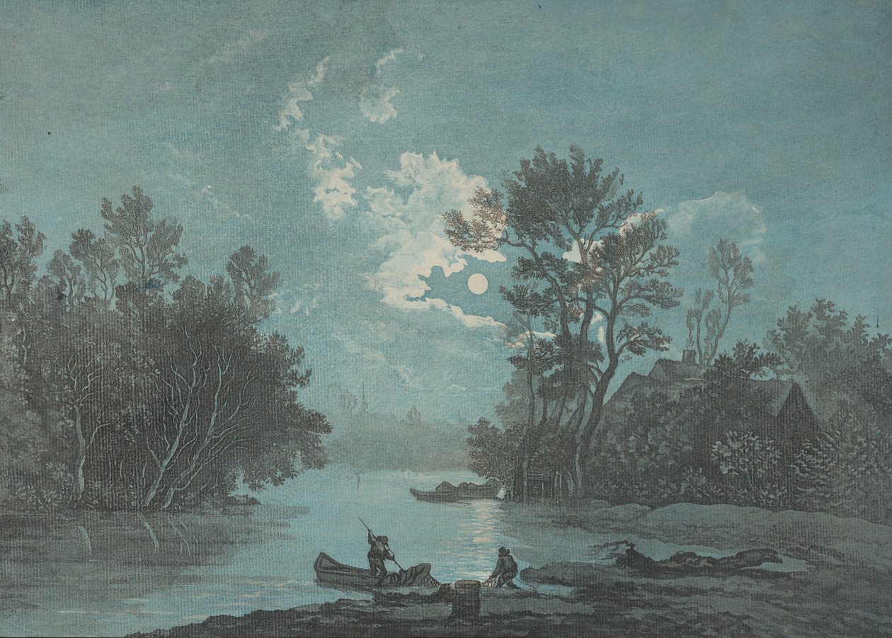 Rybacy przy Moonlight, ca. 1750-1800. autorstwa Claude Joseph Vernet