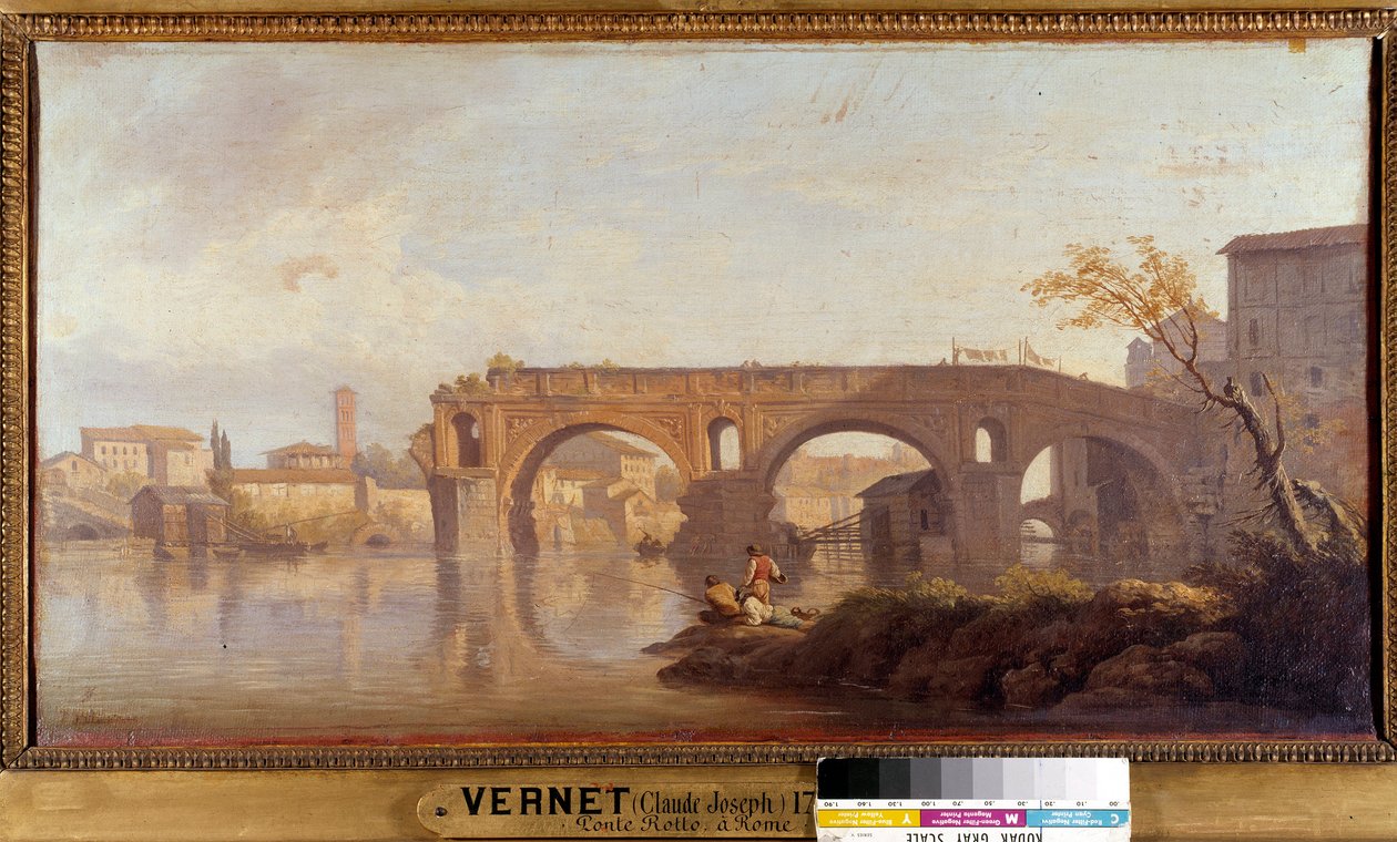 Le Ponte Rotto w Rzymie Obraz Josepha Verneta (1714-1789) XVIII w. Słońce. 0,4x0,77 m . autorstwa Claude Joseph Vernet