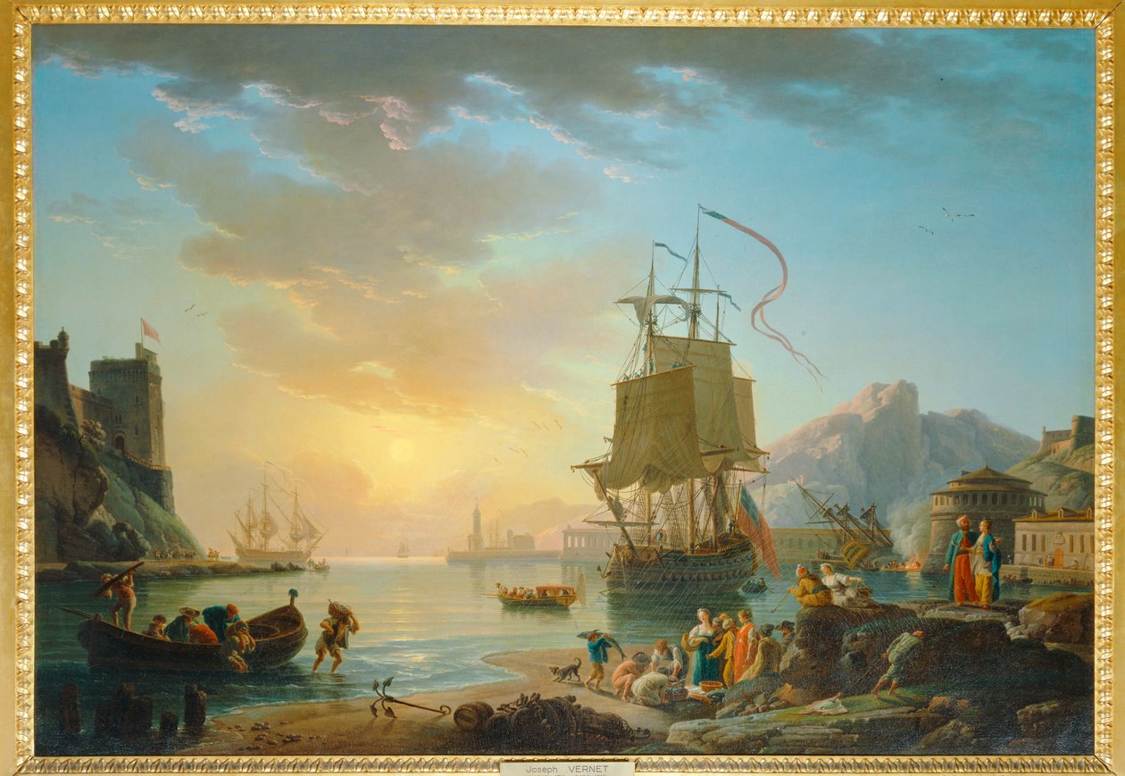 Marine, soleil couchant - Obraz nad morzem z zachodzącym słońcem ... autorstwa Claude Joseph Vernet