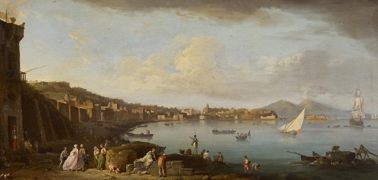 Neapol, widok na zatokę od południa, ok. 1742 (olej na płótnie) autorstwa Claude Joseph Vernet