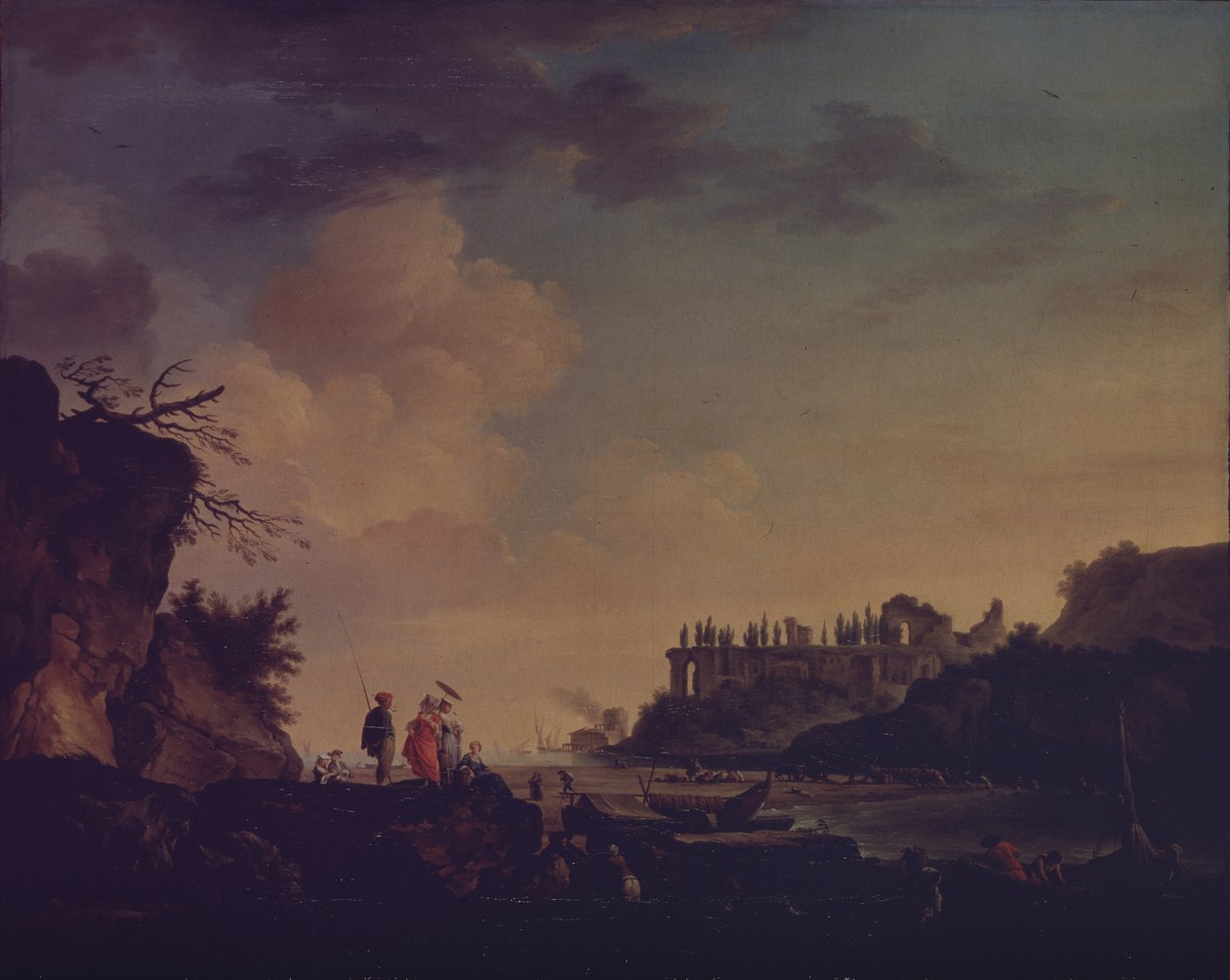 Ruiny w pobliżu ujścia rzeki, 1748 autorstwa Claude Joseph Vernet