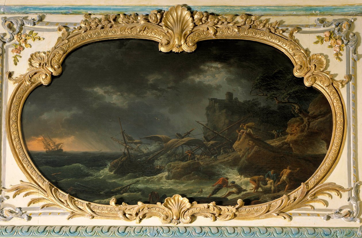 Cztery części dnia: południe lub statki Tempete podczas wraku na suchym morzu. Obraz Josepha Verneta (1714-1789) 1762. Wym. 0,85x1,35m. autorstwa Claude Joseph Vernet