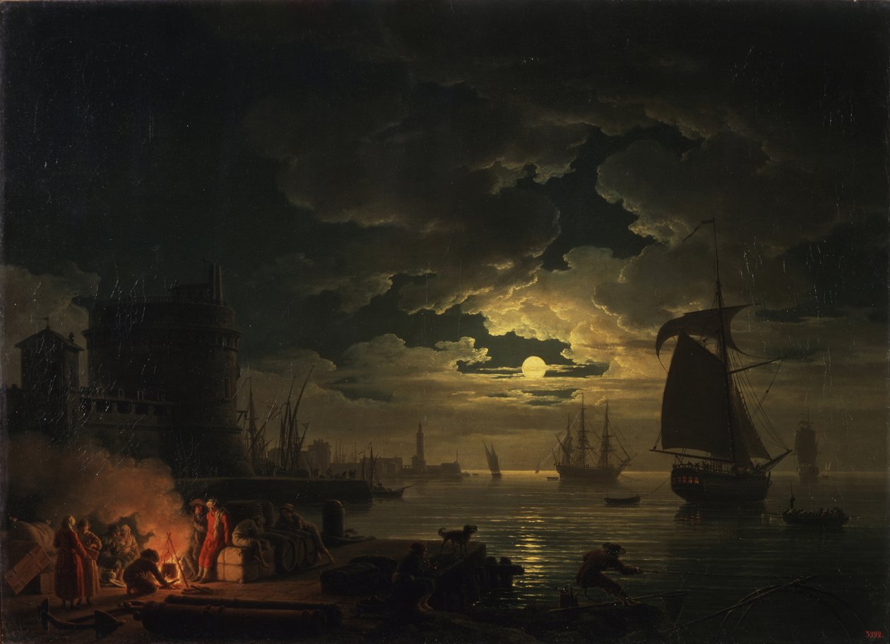 Port w Palermo w świetle księżyca, 1769 r autorstwa Claude Joseph Vernet