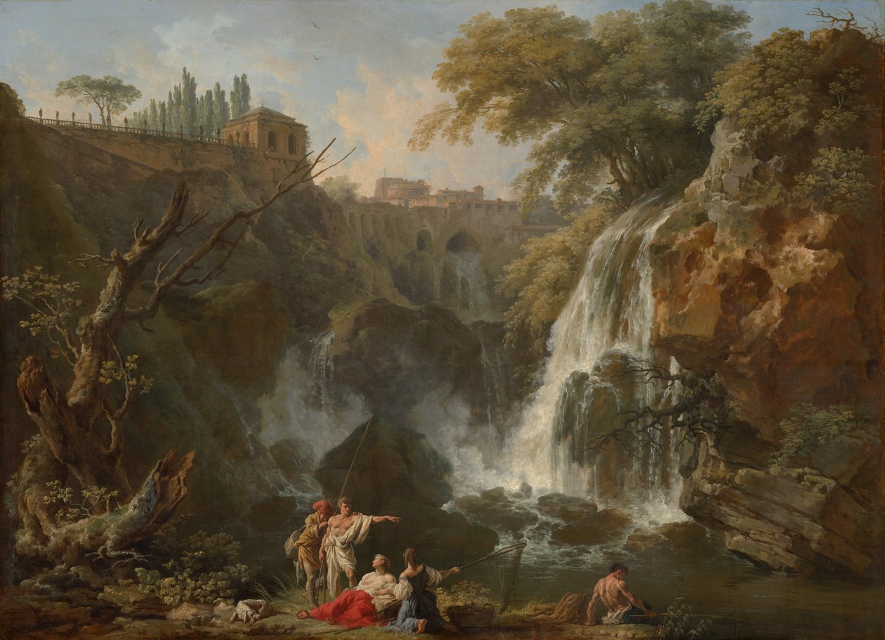 Wodospady w Tivoli, z willą Mecenasa, ok. 1740-50 autorstwa Claude Joseph Vernet