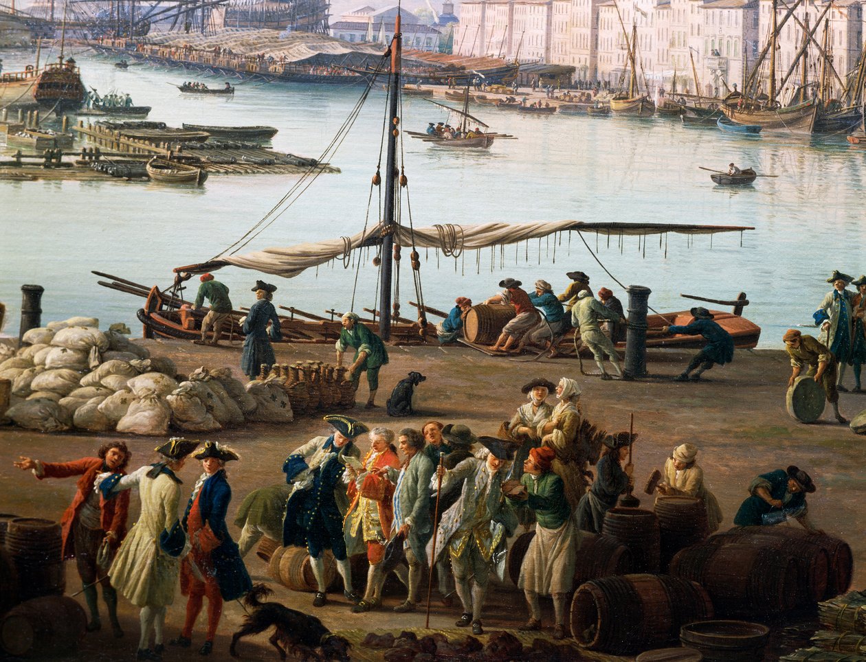 Trzeci widok Tulonu, widok starego portu od strony sklepów spożywczych, detal (olej na płótnie) autorstwa Claude Joseph Vernet