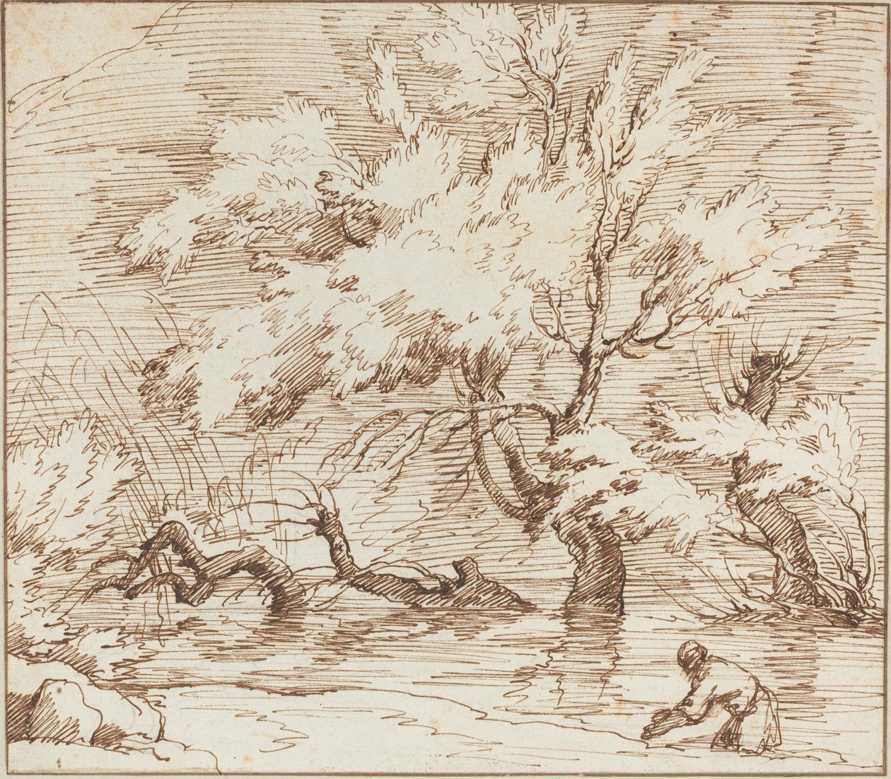Drzewa odbite w potoku autorstwa Claude Joseph Vernet