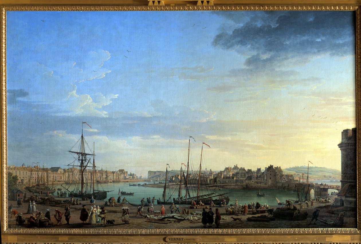 Widok na port w Dieppe Malarstwo Josepha Verneta (1714-1789) XVIII-wieczny Paryż, Musee de la Marine autorstwa Claude Joseph Vernet